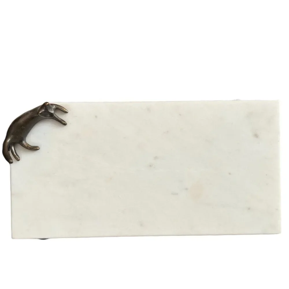 Vtg Michael Aram MARBLE Cat and Mouse Cheese Board w/ Bronze Accents Witty Piece - Picture 2 of 13